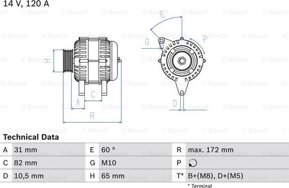 BOSCH 0 986 038 180 - Alternator parts5.com