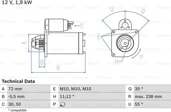 BOSCH 0 986 025 470 - Rozrusznik parts5.com