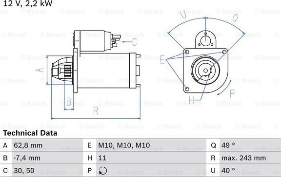 BOSCH 0 986 023 380 - Starter parts5.com