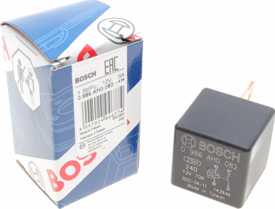 BOSCH 0 986 AH0 082 - Röle, çalışma akımı parts5.com