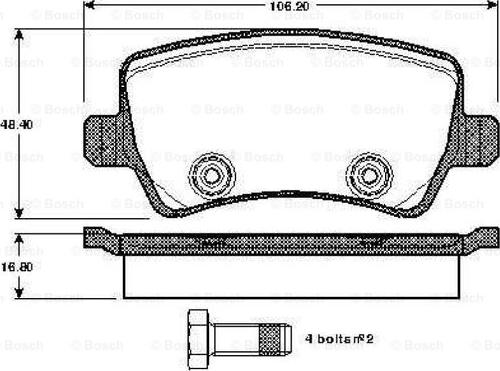 BOSCH 0 986 TB3 004 - Zestaw klocków hamulcowych, hamulce tarczowe parts5.com