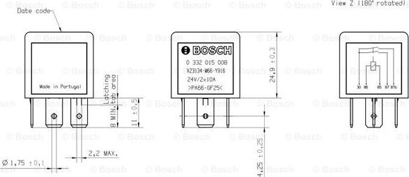 BOSCH 0 332 015 008 - Relé, corriente de trabajo parts5.com