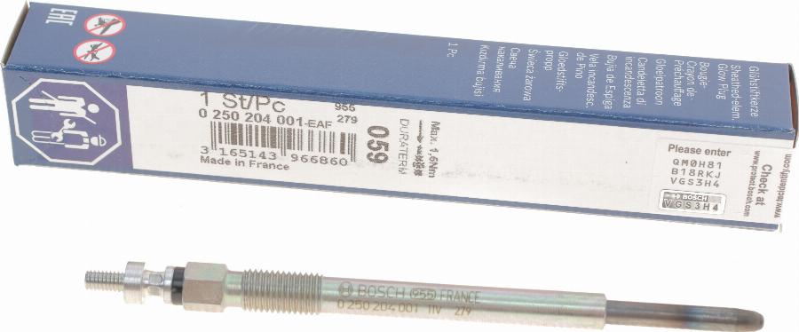 BOSCH 0 250 204 001 - Bujía de precalentamiento parts5.com