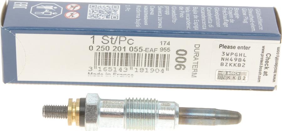 BOSCH 0 250 201 055 - Bujie incandescenta parts5.com