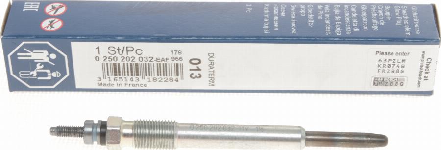 BOSCH 0 250 202 032 - Свеча накаливания parts5.com