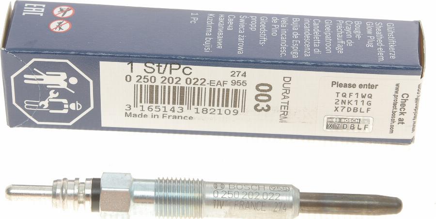 BOSCH 0 250 202 022 - Świeca żarowa parts5.com