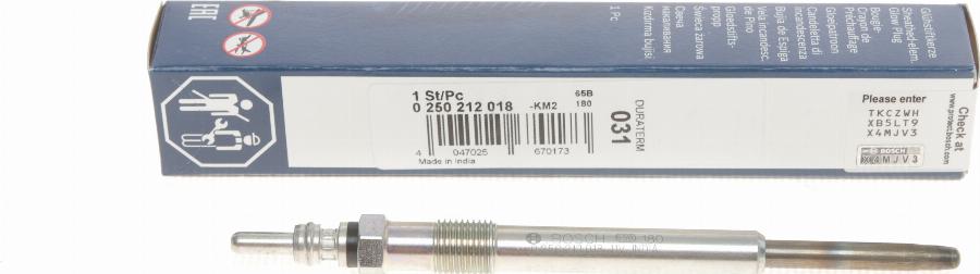 BOSCH 0 250 212 018 - Vzigalne svecke parts5.com