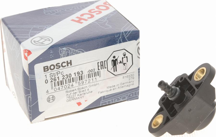 BOSCH 0 261 230 193 - Capteur, pression de suralimentation parts5.com