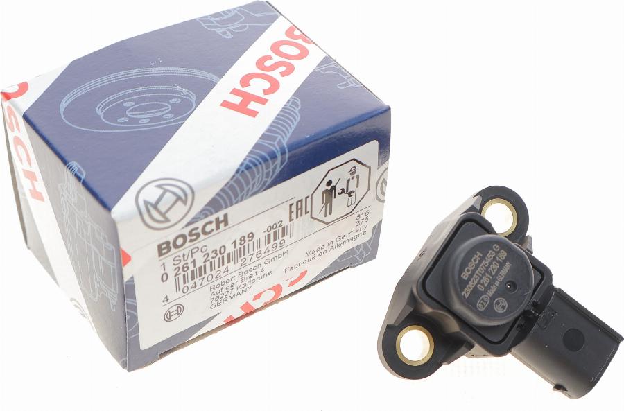 BOSCH 0 261 230 189 - Aισθητήρας, πίεση υπερπλήρωσης parts5.com