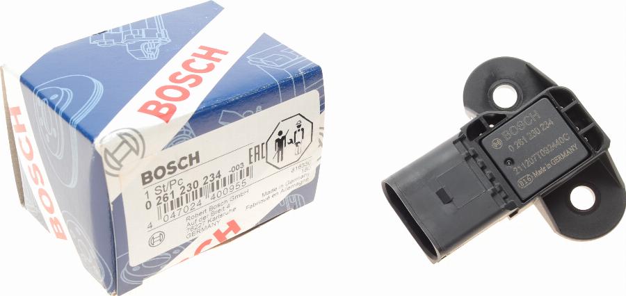 BOSCH 0 261 230 234 - Senzor, tlak polnitve parts5.com