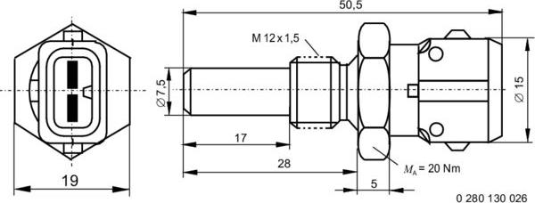 BOSCH 0 280 130 026 - Sensor, temperatura del refrigerante parts5.com