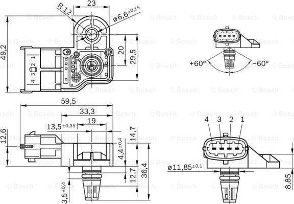 BOSCH 0 281 006 051 - Sensor, presión de sobrealimentación parts5.com