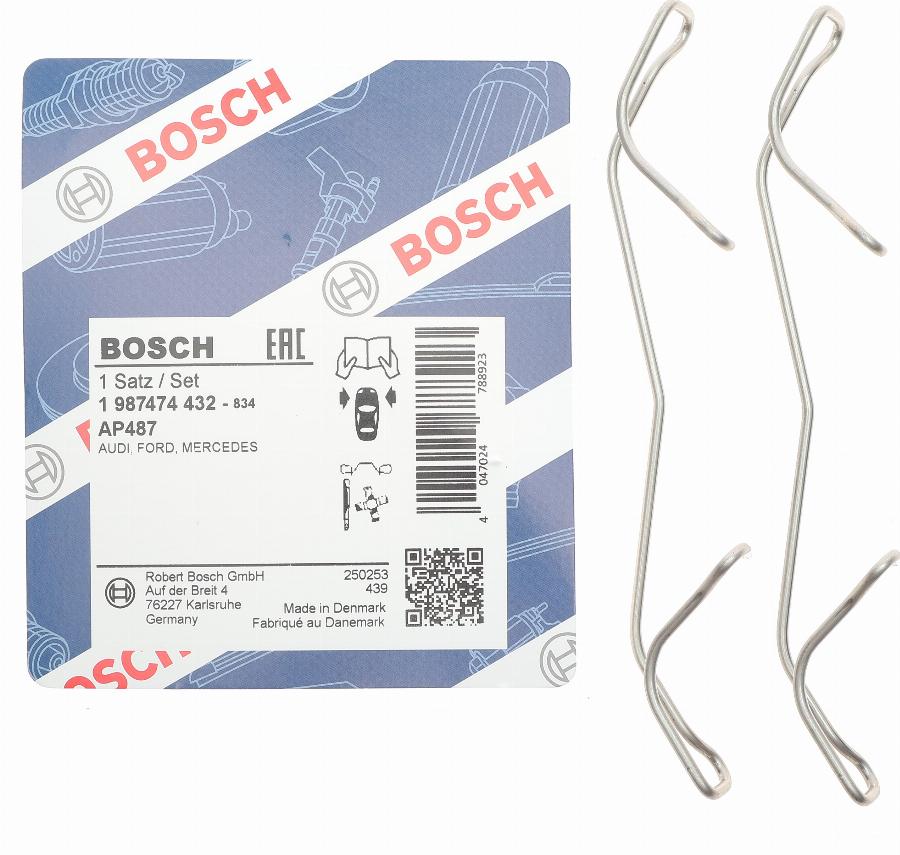 BOSCH 1 987 474 432 - Kit de accesorios, pastillas de frenos parts5.com