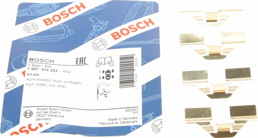 BOSCH 1 987 474 253 - Tarvikesarja, jarrupala parts5.com