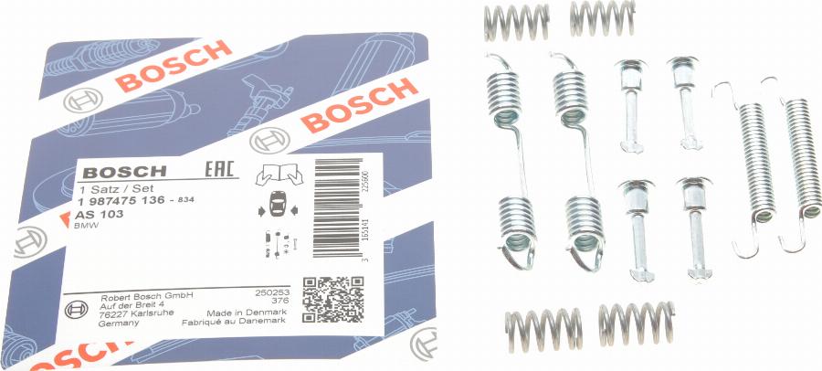 BOSCH 1 987 475 136 - Set accesorii, saboti frana parcare parts5.com