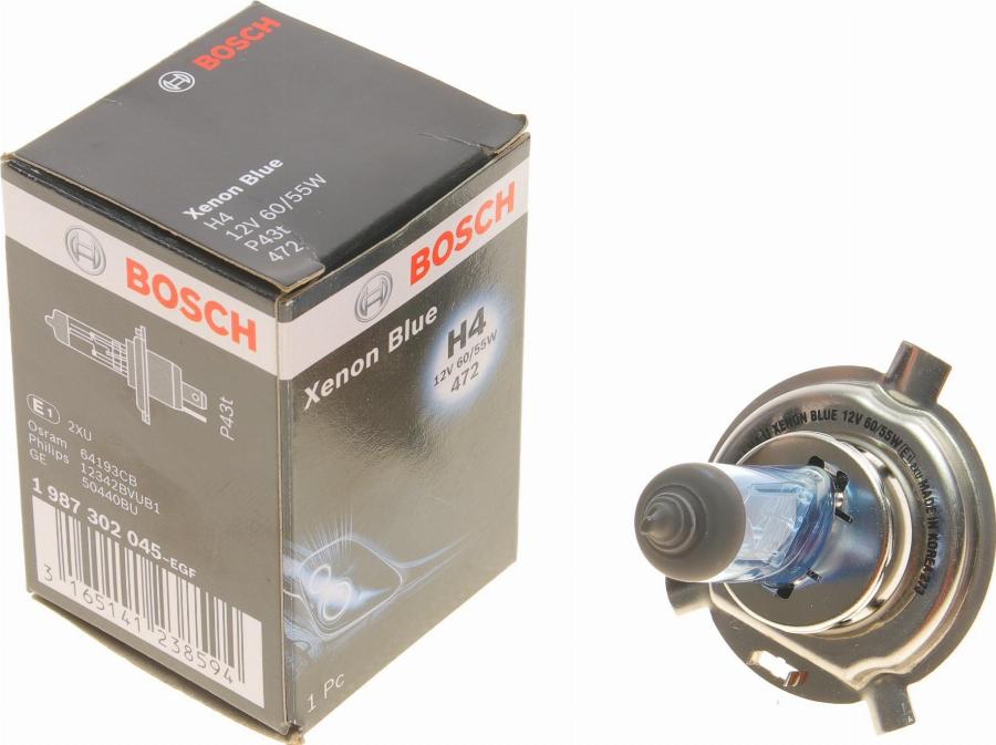 BOSCH 1 987 302 045 - Крушка с нагреваема жичка, фар за дълги светлини parts5.com