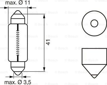 BOSCH 1 987 302 225 - Лампа накаливания, освещение салона parts5.com