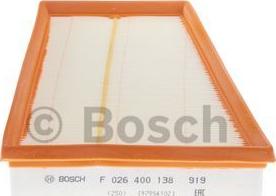 BOSCH F 026 400 138 - Filtr powietrza parts5.com