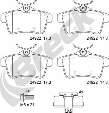 Breck 24922 00 704 00 - Σετ τακάκια, δισκόφρενα parts5.com