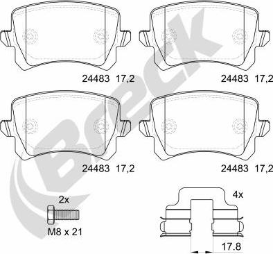 Breck 24483 00 704 10 - Sada brzdových destiček, kotoučová brzda parts5.com