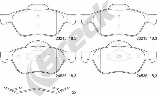 Breck 24535 00 701 00 - Тормозные колодки, дисковые, комплект parts5.com