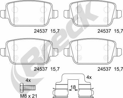 Breck 24537 00 702 00 - Fékbetétkészlet, tárcsafék parts5.com