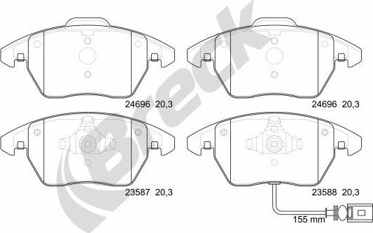 Breck 24696 00 701 10 - Zestaw klocków hamulcowych, hamulce tarczowe parts5.com