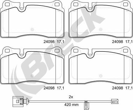 Breck 24098 00 551 00 - Brake Pad Set, disc brake parts5.com