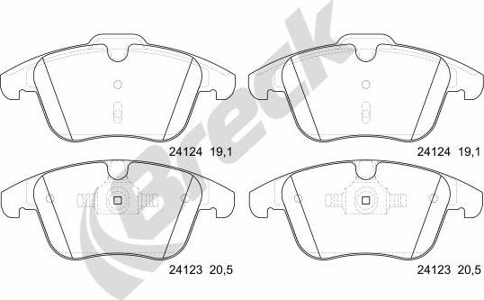 Breck 24123 00 701 00 - Komplet zavornih oblog, ploscne (kolutne) zavore parts5.com