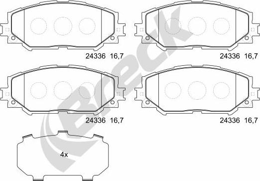 Breck 24336 00 701 00 - Kit de plaquettes de frein, frein à disque parts5.com