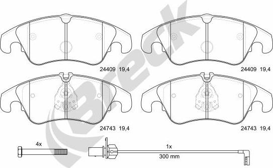 Breck 24743 00 551 00 - Brake Pad Set, disc brake parts5.com