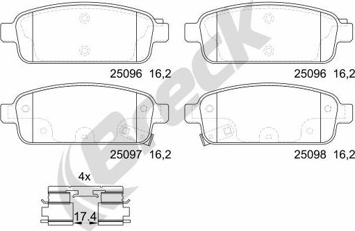 Breck 25096 00 704 20 - Fékbetétkészlet, tárcsafék parts5.com