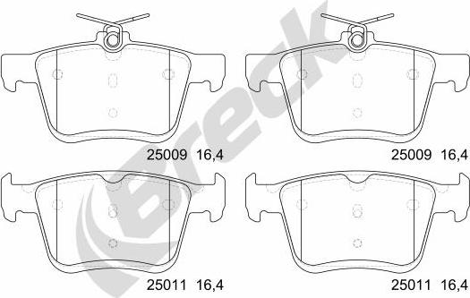 Breck 25009 00 704 00 - Sada brzdových platničiek kotúčovej brzdy parts5.com