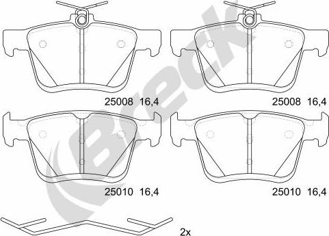 Breck 25008 00 704 00 - Komplet kočnih obloga, disk kočnica parts5.com