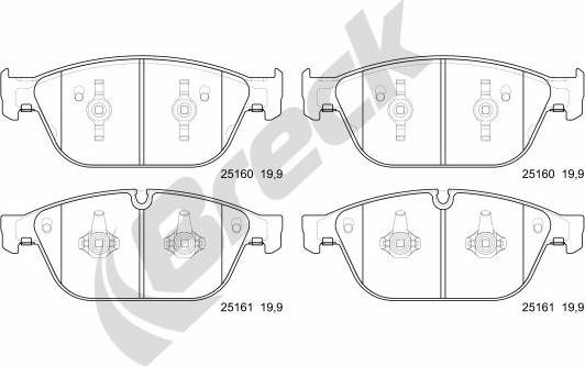 Breck 25160 00 551 00 - Комплект спирачно феродо, дискови спирачки parts5.com