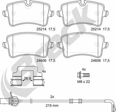 Breck 25214 00 554 10 - Fren balata seti, diskli fren parts5.com