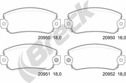 Breck 20950 00 702 10 - Fren balata seti, diskli fren parts5.com