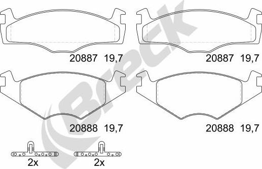 Breck 20887 20 702 00 - Bremsbelagsatz, Scheibenbremse parts5.com