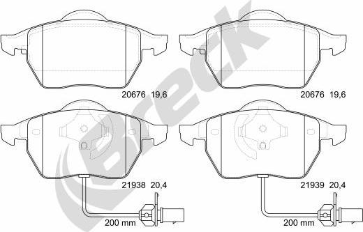 Breck 21938 00 701 10 - Kit de plaquettes de frein, frein à disque parts5.com