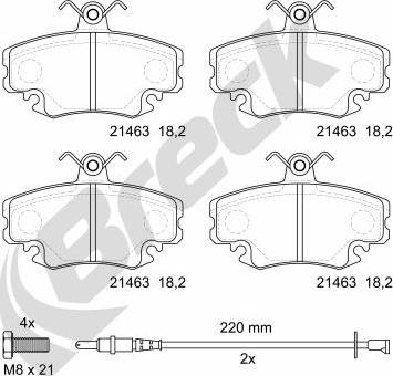 Breck 21463 00 702 10 - Σετ τακάκια, δισκόφρενα parts5.com