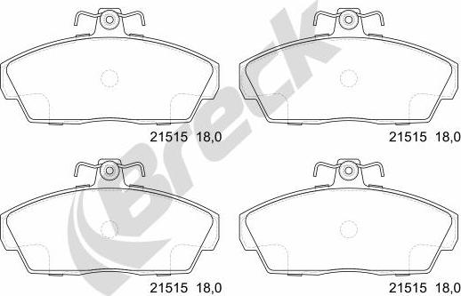 Breck 21515 00 702 10 - Тормозные колодки, дисковые, комплект parts5.com