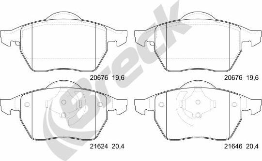 Breck 21624 00 701 00 - Kit de plaquettes de frein, frein à disque parts5.com