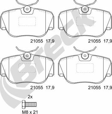 Breck 21055 00 701 00 - Σετ τακάκια, δισκόφρενα parts5.com