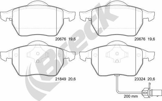 Breck 21849 00 701 10 - Kit de plaquettes de frein, frein à disque parts5.com