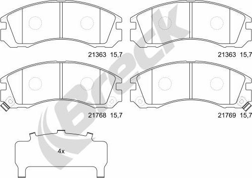 Breck 21363 00 701 10 - Sada brzdových platničiek kotúčovej brzdy parts5.com