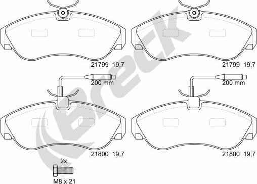 Breck 21799 00 703 10 - Sada brzdových platničiek kotúčovej brzdy parts5.com