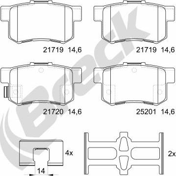 Breck 21720 00 704 00 - Комплект спирачно феродо, дискови спирачки parts5.com