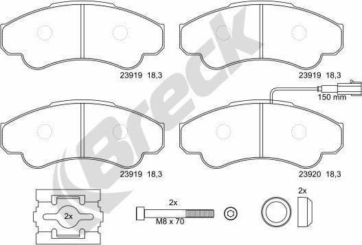 Breck 23919 00 703 10 - Sada brzdových platničiek kotúčovej brzdy parts5.com