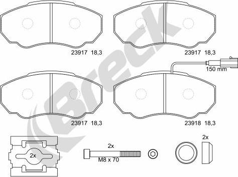 Breck 23917 00 703 10 - Komplet kočnih obloga, disk kočnica parts5.com