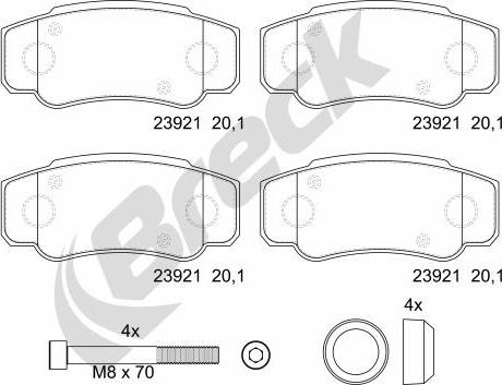 Breck 23921 00 703 00 - Sada brzdových platničiek kotúčovej brzdy parts5.com